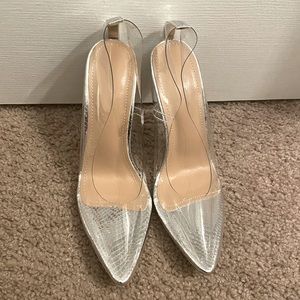 Silver Clear Pointed Toe Pumps